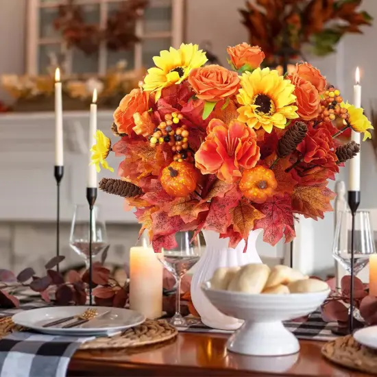 2 Bundles Fall Flowers - Orange Red {5}