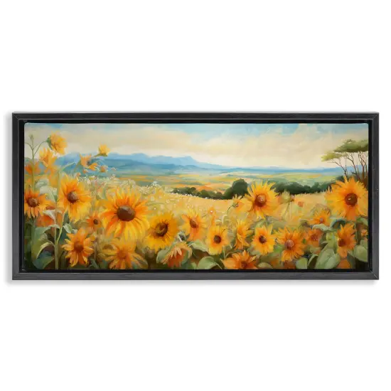 Stupell Industries Sunflower Fields Panorama Framed Floater Canvas Wall Art Design by Ramona Murdock {1}