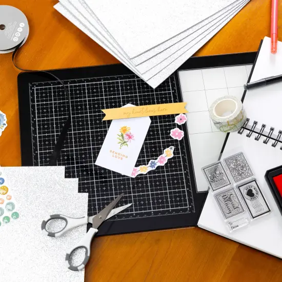 Harmony Diamond Chic Glitter Cardstock 8.5"X11" 20/Pkg-Platinum {4}