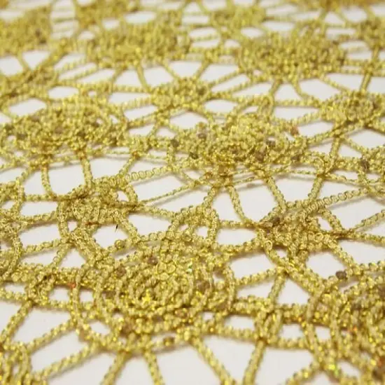 1 Yard Gold Sequin Chain Chemical Lace Embroidery Fabric for Dress Decor 54 Inches Wide {3}