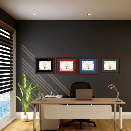 Mahogany 11x14 Diploma Frame for 8.5x11 Certificate University College High School Blue {3}