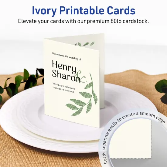 Avery Matte Ivory Greeting Cards, 4-1/4" x 5-1/2" Rectangle Quarter Fold {2}