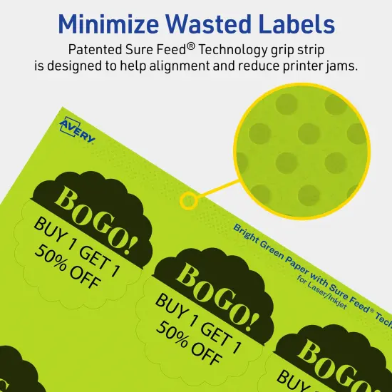Avery Bright Green Paper Labels, 2.5" Diameter Round Scalloped {4}