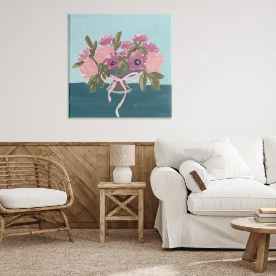 Stupell Industries Beautiful Flowers on Blue Canvas Wall Art Design by Lucille Price {2}