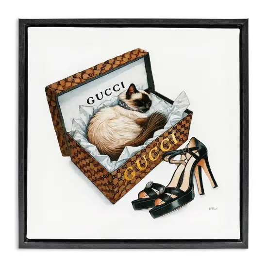 Stupell Industries Glam Cat Shoebox Framed Floater Canvas Wall Art Design by Amanda Greenwood {6}