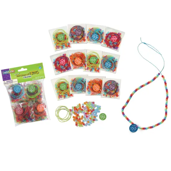 100 Days of School Bead Kits, Assorted Sizes, 12 Kits {1}