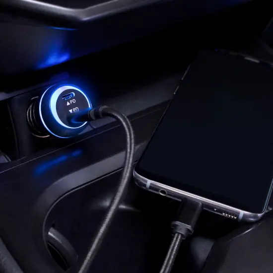 Insten 47W 2-Port USB-C PD Fast Charging Car Charger Compatible With iPhone Android Cell Phone Universal Black {2}