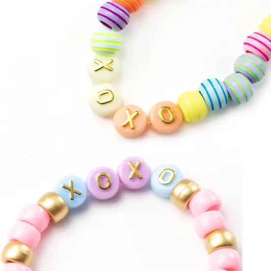 1400 Pcs Acrylic Gold Pink Colorful 6x9mm Pony Beads 10x6mm Mix Candy Color Alphabet Letter Beads Bulk for Jewelry Friendship Bracelet Necklace Making Kit Braids Kandi Beads {5}