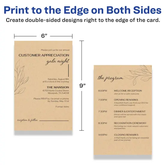 Avery 6" x 9" Rectangle, Kraft Brown Postcards {6}