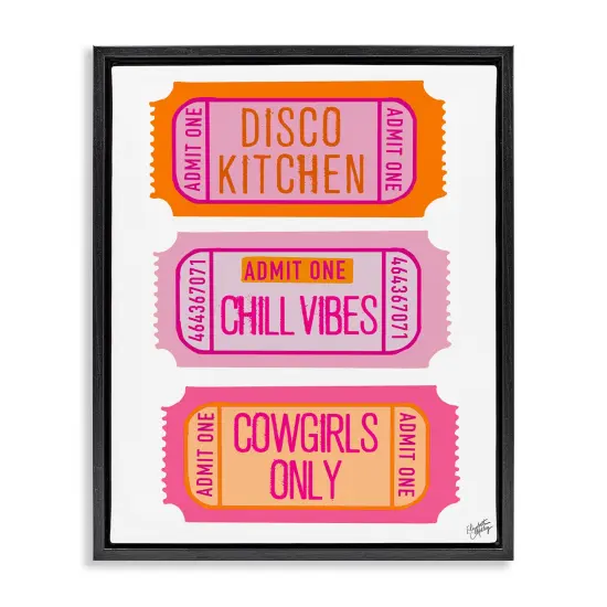 Stupell Industries Disco Kitchen Phrase Tickets Framed Floater Canvas Wall Art Design by Elizabeth Medley {1}