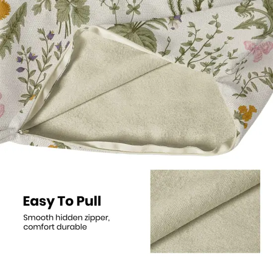 Spring Pillow Covers 18x18 Inch Set of 2,Sage Green Wild Flower Plant Throw Pillows Case,Seasonal Floral Outdoor Decorative Square Linen Farmhouse Decor Cushion Covers for Home Sofa Bed Couch {4}