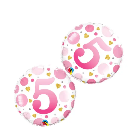 Age 5 Pink Dots 18 Inch Foil Mylar Balloon {2}