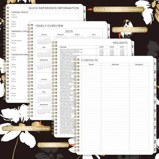 2025-2026 Planner - Weekly Monthly Planner from July 2025 - June 2026, Academic Calendar Planners 2025-2026 with To Do List, Tabs, Floral Cover {3}