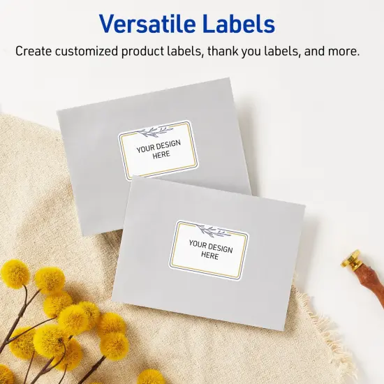 Avery Printable Rectangle Labels, Gold & Navy Border with Florals, 2" x 4", Glossy White Rectangle Labels, Permanent, Laser/Inkjet, 100ct, Great for Product Labels {6}