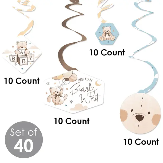 Big Dot of Happiness We Can Bearly Wait - Teddy Bear Baby Shower Hanging Decor - Party Decoration Swirls - Set of 40 {5}