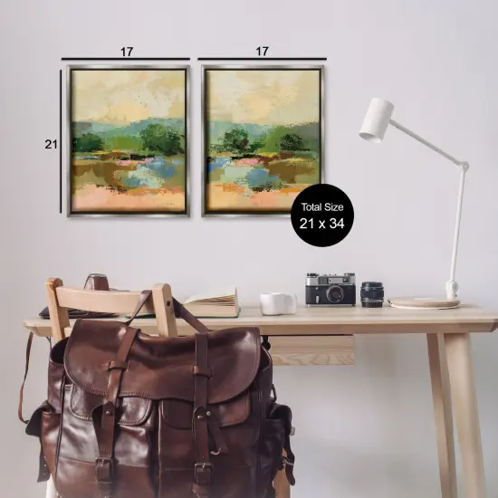 Stupell Industries Across the River Landscape 2 pc Framed Floater Canvas Wall Art Set Design by Silvia Vassileva {3}
