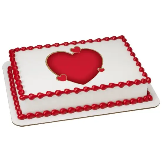 Red Hearts Valentine Valentines PhotoCake&reg; Edible Cake Topper Icing Image for 1/4 Sheet cake or larger {1}