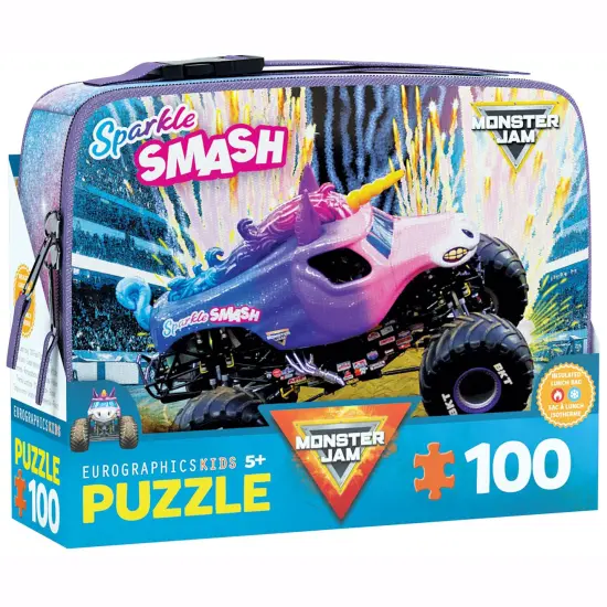 Eurographics: Monster Jam Puzzle & Lunch Box - Sparkle Smash - 100-Piece Jigsaw & Insulated Bag - Unicorn-Themed Monster Truck Set, Licensed, Kids 5+ {1}