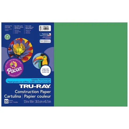 Construction Paper, Holiday Green, 12" x 18", 50 Sheets {1}