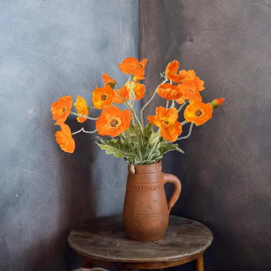 5Pcs Artificial Flowers Stem (Orange) {2}