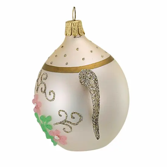 Golden Bell Collection 3.0 Inch Teacup With Flowers Christmas Tree Ornament , Christmas Decor Czech Republic Off-white {3}