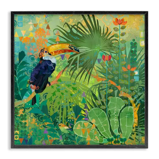 Stupell Industries Toucan Rainforest Nature Framed Giclee Art Black Frame {1}