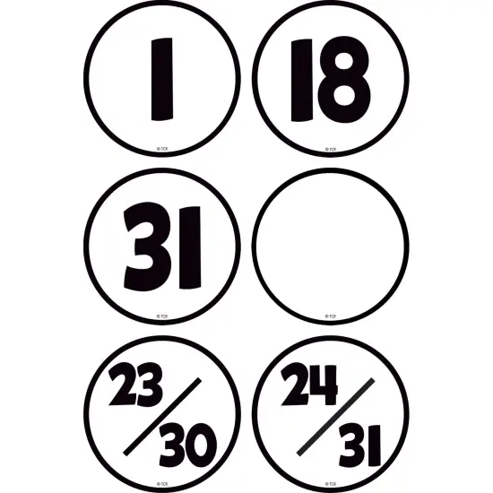 Black & White Calendar Days, Pack of 36 {1}