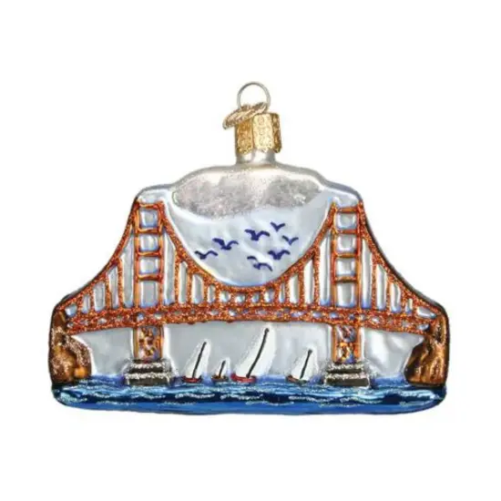 Old World Christmas 3.0 Inch Golden Gate Bridge Christmas Tree Ornament , San Francisco Bay Multicolored {1}