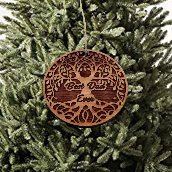 Best Dad Ever Celtic Tree of Life - Cedar Ornament {6}