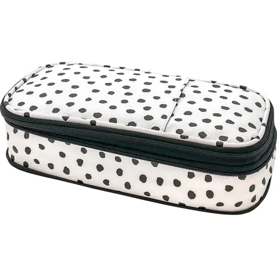 Black Painted Dots on White Pencil Case {1}