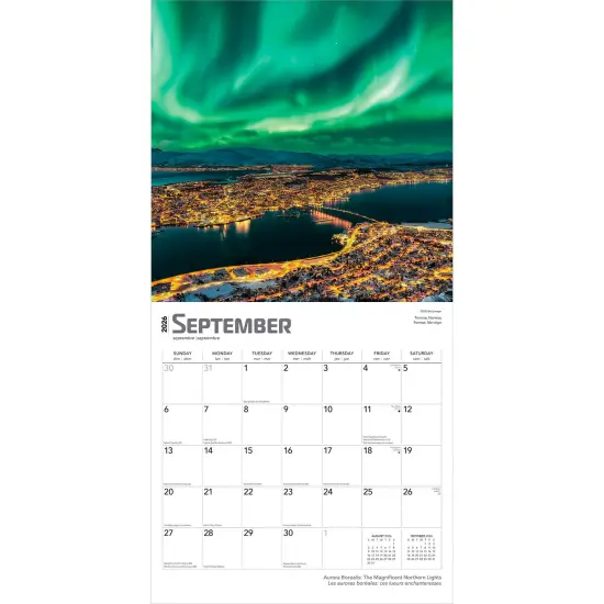 Aurora Borealis | 2026 12 x 24 Inch (Hanging) Monthly Square Wall Calendar | Foil Stamped Cover | English/French Bilingual | Plastic-Free {4}