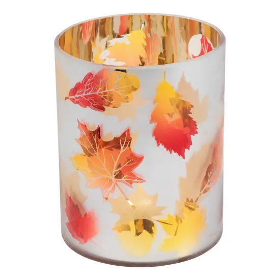 Northlight Autumn Leaves Glass Votive Candle Holder - 6" Multi {3}