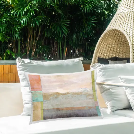 Landscape with Geometric Border Design by Suzanne Nicoll Outdoor Printed Pillow  {2}