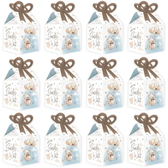 Big Dot of Happiness We Can Bearly Wait - Square Favor Gift Boxes - Teddy Bear Baby Shower Bow Boxes - Set of 12 {5}
