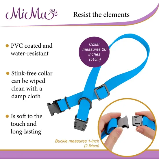 MiMu Medium Silicone Dog Collar - Blue 20in Stylish Dog Collar with Clasp Buckle {4}