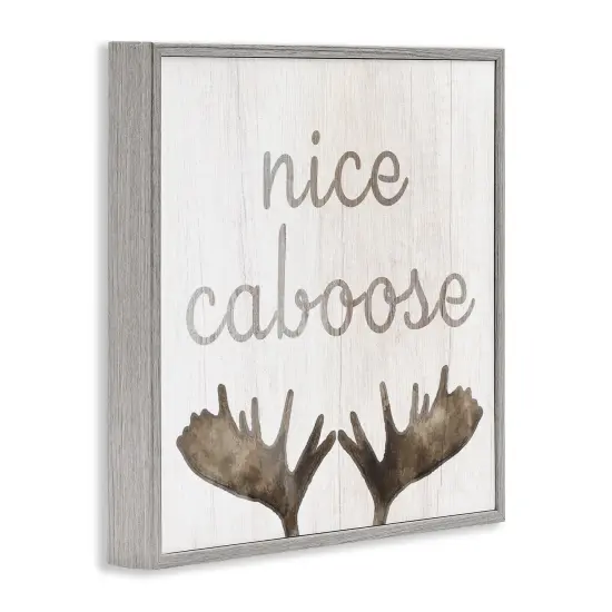 Stupell Industries Nice Caboose Bathroom Moose Framed Giclee Art Gray Frame {3}