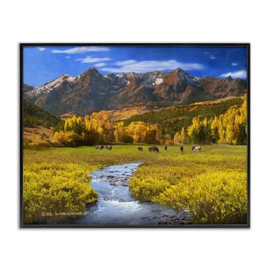 Stupell Industries Horse Ranch Autumn View Framed Giclee Wall Art Design by Chris Vest {1}