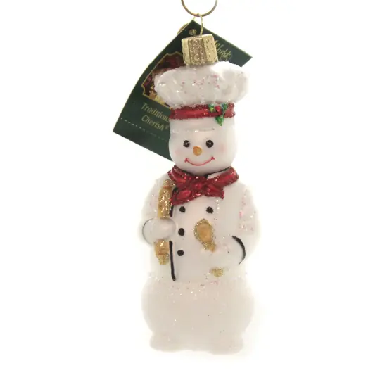 Old World Christmas 4.75 In Snowman Chef Tree Ornament , Recipe Celebrate White {1}