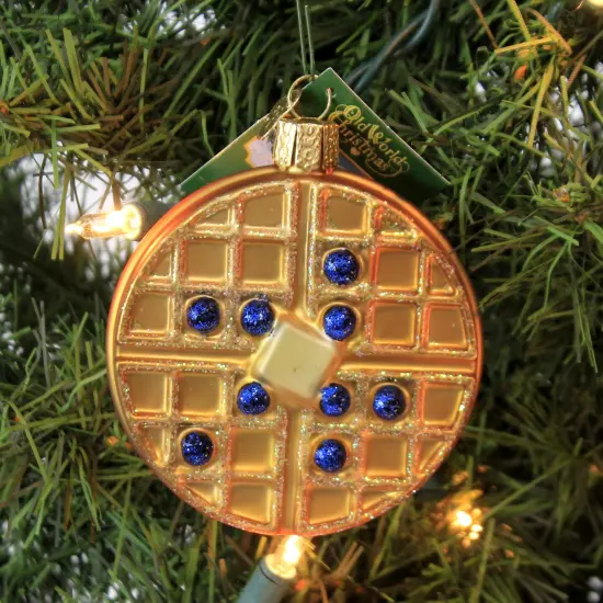 Old World Christmas 3.25 In Waffle Tree Ornament , Blueberry Butter Syrup Gold {3}