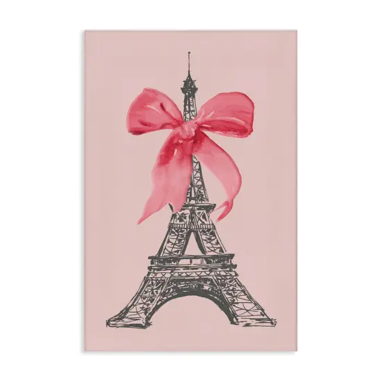 Stupell Industries Pink Bow on Eiffel Tower Canvas Wall Art Design by Lanie Loreth {1}