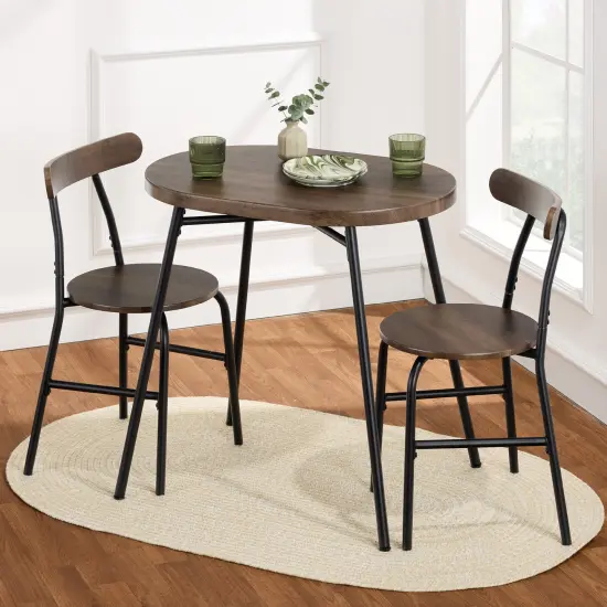 Best Choice Products 3-Piece Modern Oval Dining Table Set, Small Kitchen Dinette w/ 2 Chairs Dark Brown/Black {1}