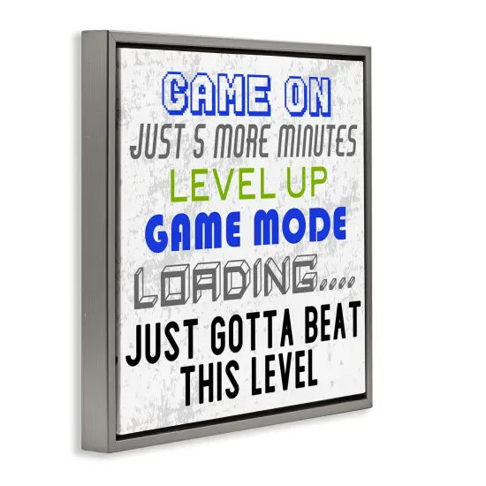 Stupell Industries Game Mode Phrases Framed Floater Canvas Wall Art Design by Kim Allen {3}