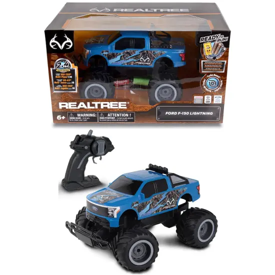 RealTree: RTR RC - Ford F-150 Lightning - Blue - 2.4 Ghz High Performance for Donuts & Wheelies, Turbo Boost, Ready-To-Run Radio Controlled Vehicle {7}