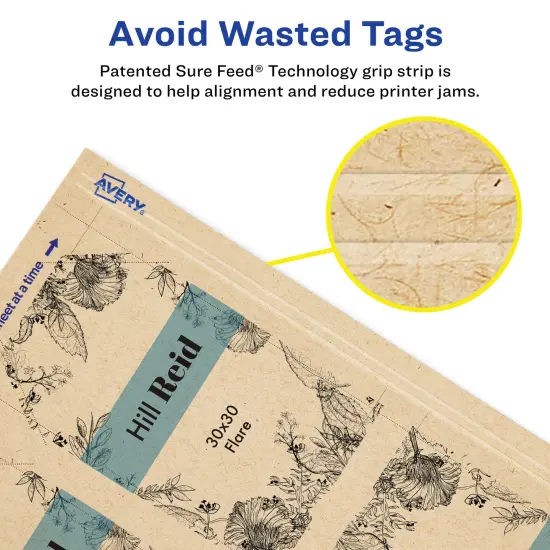 Avery Kraft Brown Banner Tags with Sure Feed Technology, 2" x 3.5", Laser/Inkjet, 64 Printable Tags with Strings Included, Also Great for Gift Tags and Favor Tags (80516) {2}