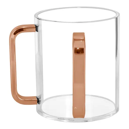 Lucite Wash Cup with Mirrored Rose Gold Handles {2}