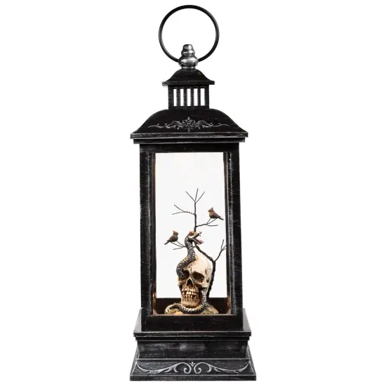 Northlight LED Lighted Skull Head, Snake and Crows Halloween Lantern - 11" - Warm White Lights Black {3}