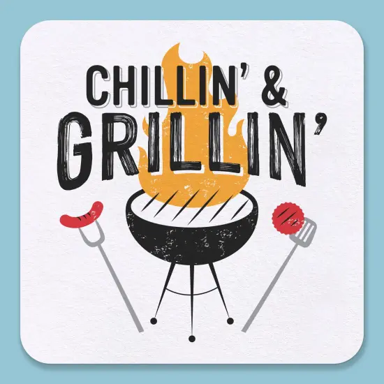 Big Dot of Happiness 25 Ct Chillin & Grillin Drink Coasters, 4-Inch Disposable Square Paper Coasters for Summer BBQ Picnic Birthday Party {1}