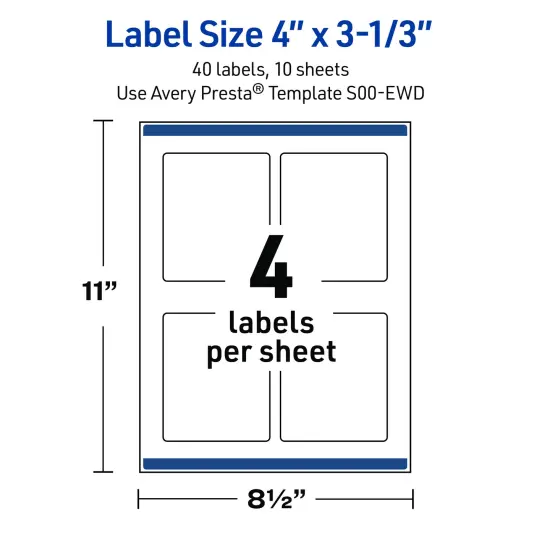 Avery Printable Rectangle Labels with Sure Feed Technology, Pre-Printed Gold Blush Pattern, Matte White, 4" x 3-1/3", Laser & Inkjet Compatible, 40 Total, Great for Branding, Marketing, and Events {5}
