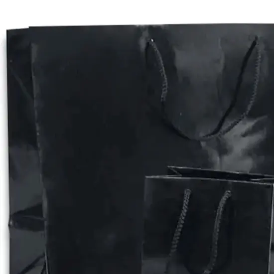 Bold and Glossy Mini Euro Totes 9 3/4'' x 4'' x 7 3/4'' for Gift Wrapping Black {5}