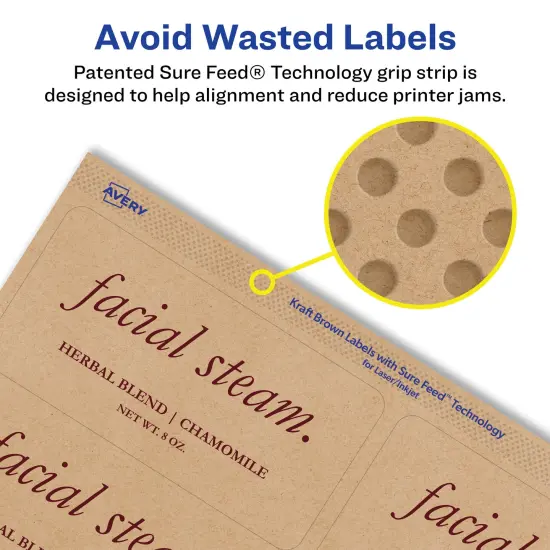 Avery Kraft Brown Rectangle Labels with Sure Feed, 2" x 3" {4}